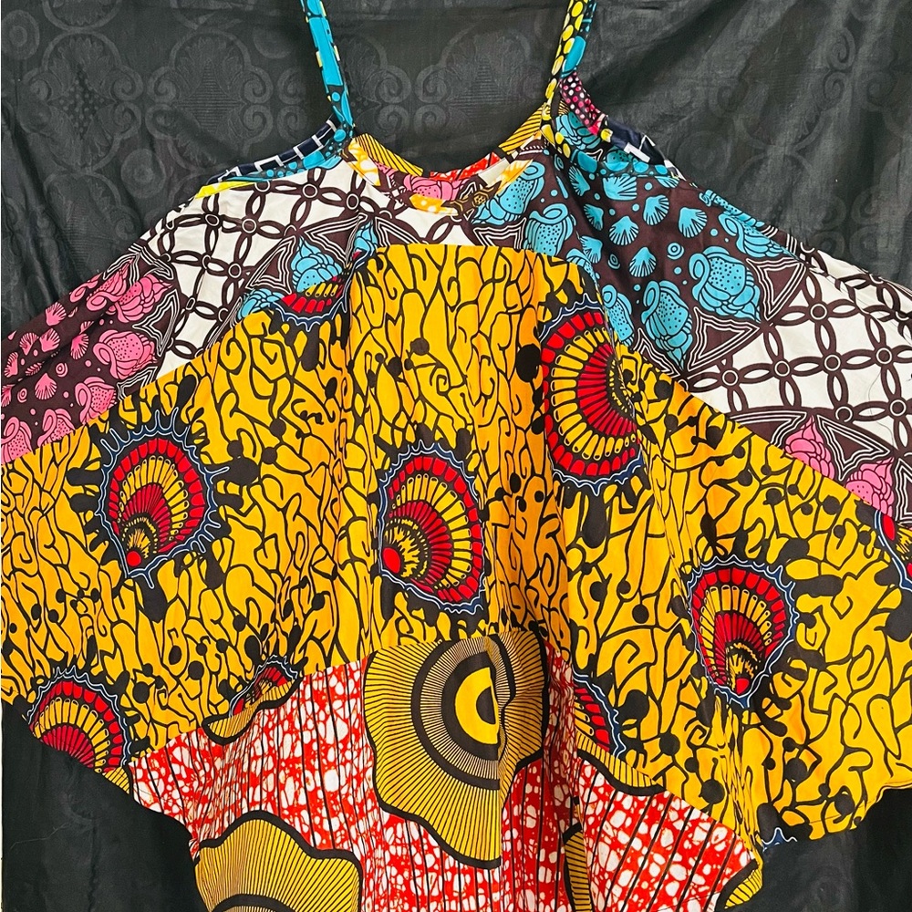 African Cotton Quilted Swing/Flare Strap Top